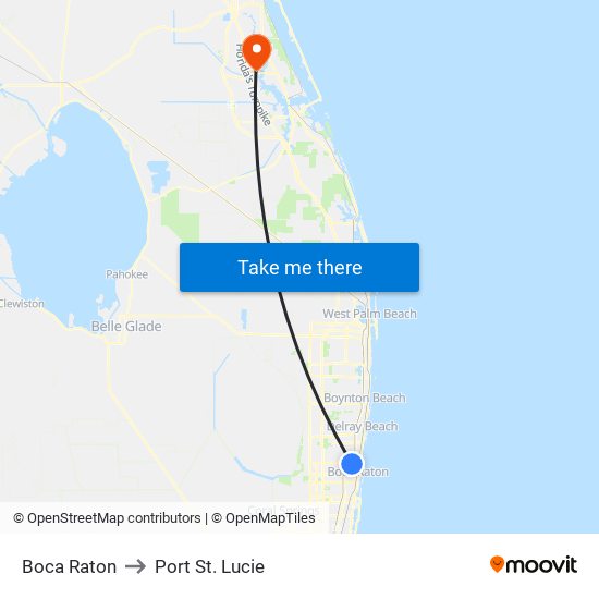 Boca Raton to Port St. Lucie map
