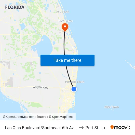Las Olas Boulevard/Southeast 6th Avenue to Port St. Lucie map