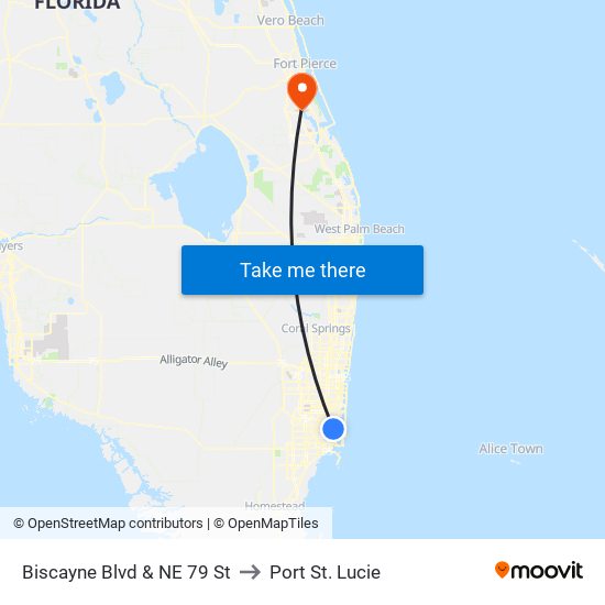 Biscayne Blvd & NE 79 St to Port St. Lucie map