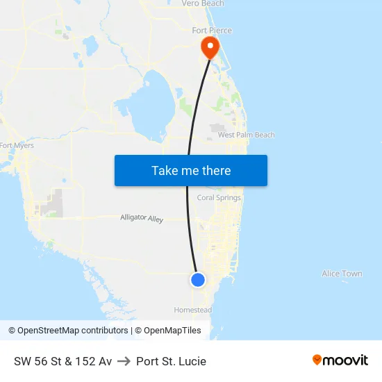 Sw 56 St @ Sw 152 Av to Port St. Lucie map