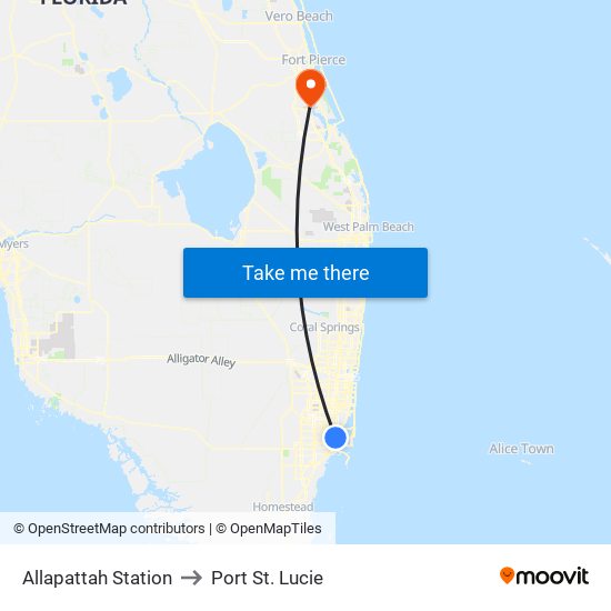 Allapattah Station to Port St. Lucie map