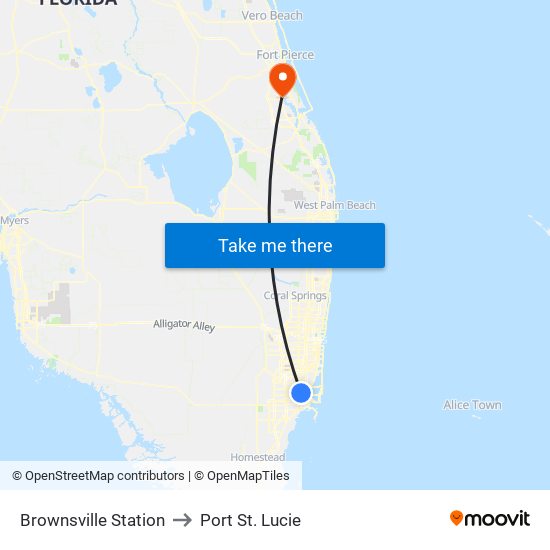 Brownsville Station to Port St. Lucie map