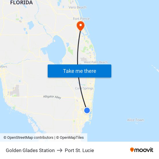 Golden Glades Station to Port St. Lucie map