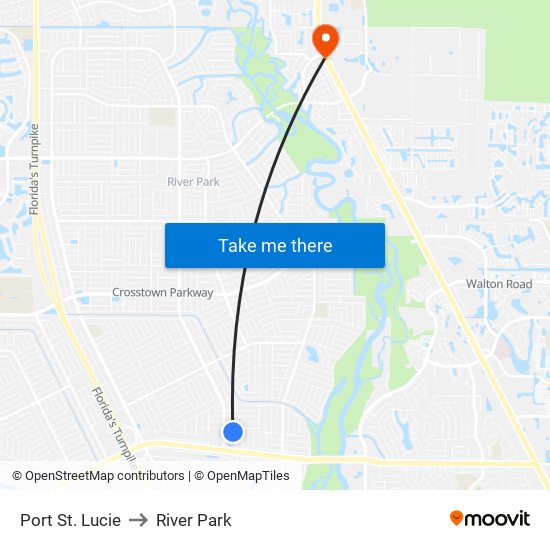 Port St. Lucie to River Park map