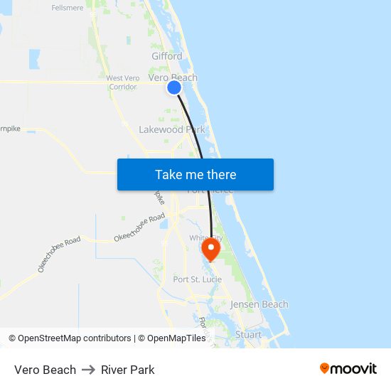 Vero Beach to River Park map