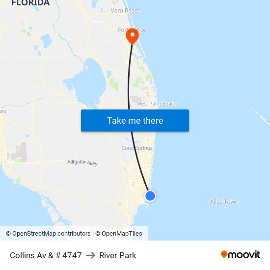 Collins Av & # 4747 to River Park map
