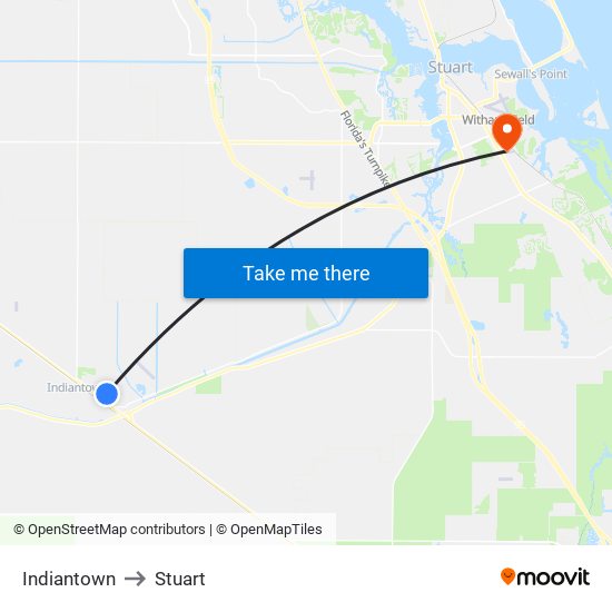 Indiantown to Stuart map