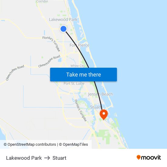 Lakewood Park to Stuart map