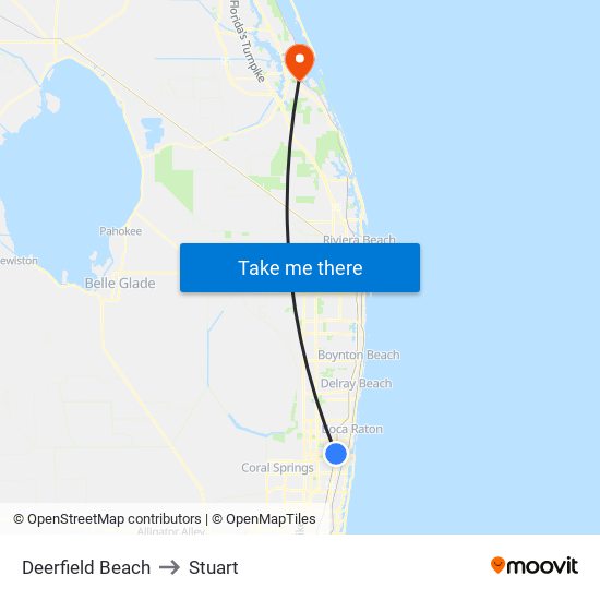Deerfield Beach to Stuart map