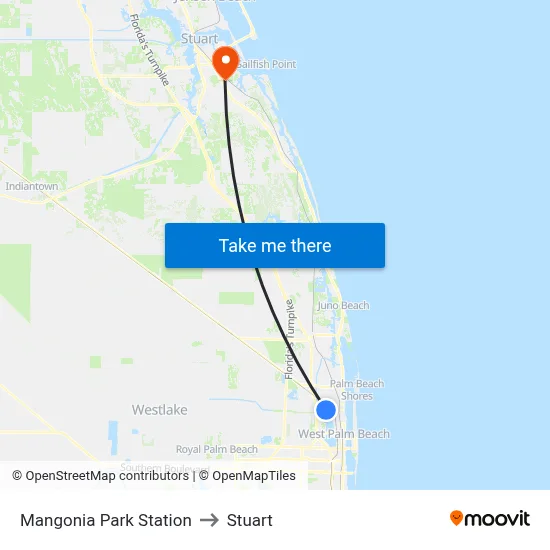 Mangonia Park Station to Stuart map