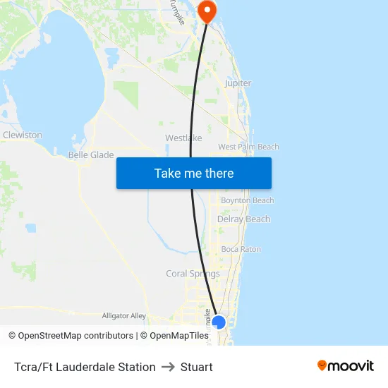 Tcra/Ft Lauderdale Station to Stuart map