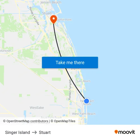 Singer Island to Stuart map