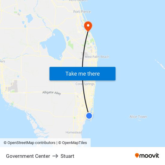 Government Center to Stuart map
