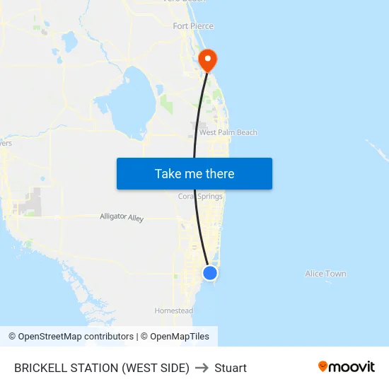 BRICKELL STATION (WEST SIDE) to Stuart map
