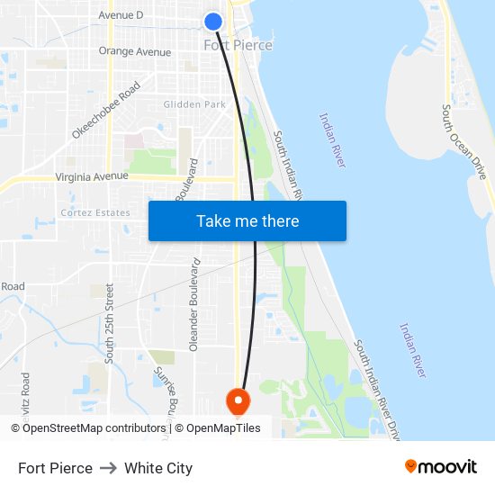 Fort Pierce to White City map