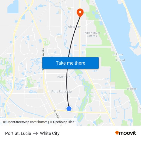 Port St. Lucie to White City map