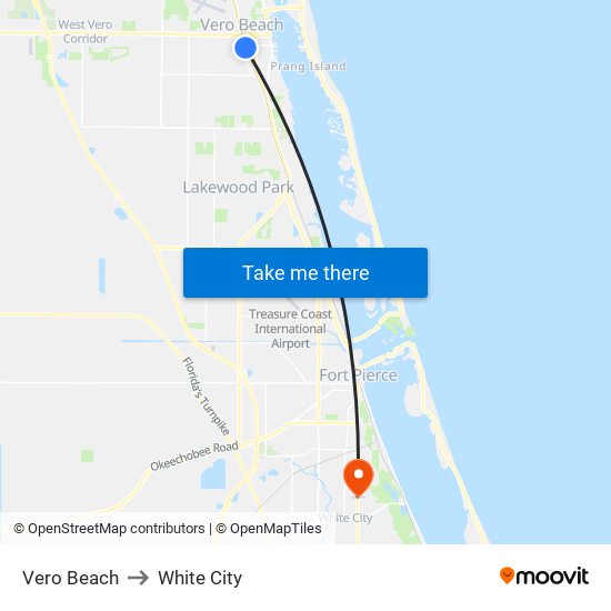 Vero Beach to White City map