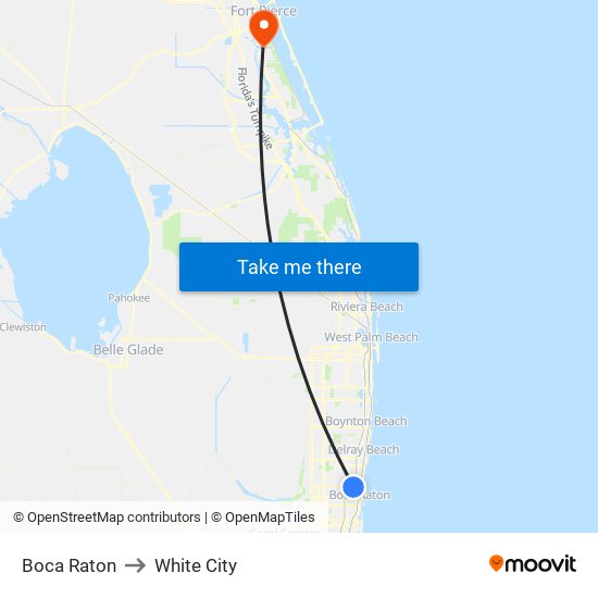 Boca Raton to White City map