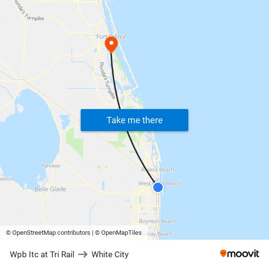 Wpb Itc at Tri Rail to White City map