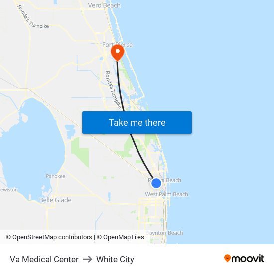 Va Medical Center to White City map