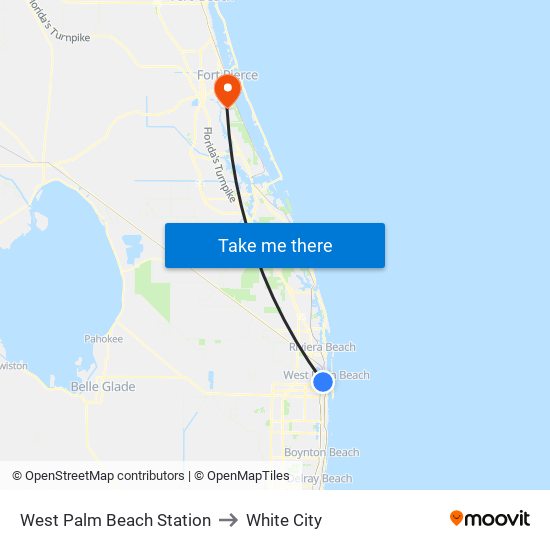 West Palm Beach Station to White City map