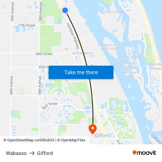Wabasso to Gifford map
