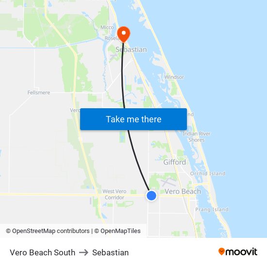 Vero Beach South to Sebastian map