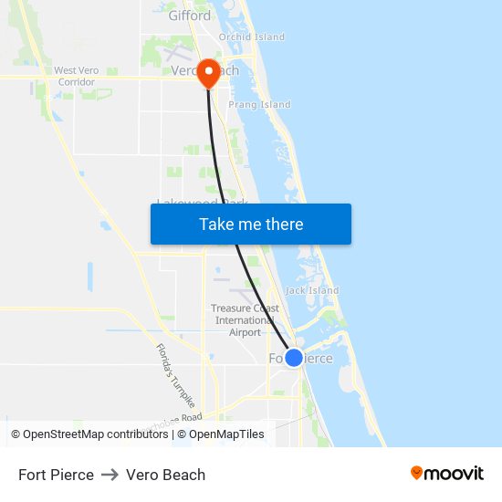 Fort Pierce to Vero Beach map