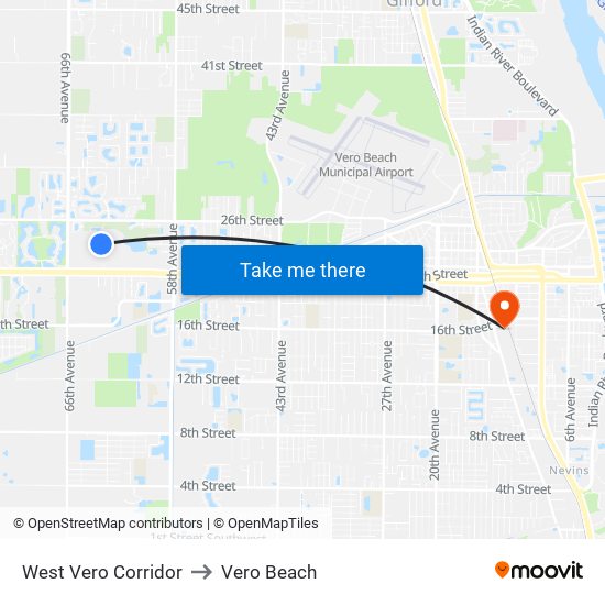 West Vero Corridor to Vero Beach map