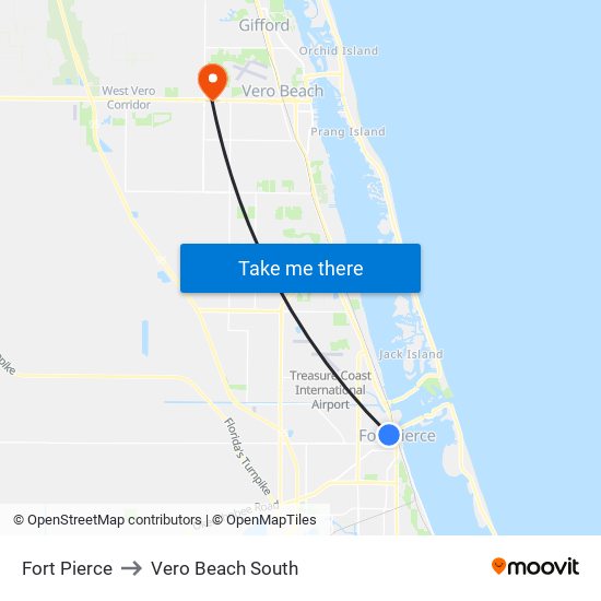 Fort Pierce to Vero Beach South map