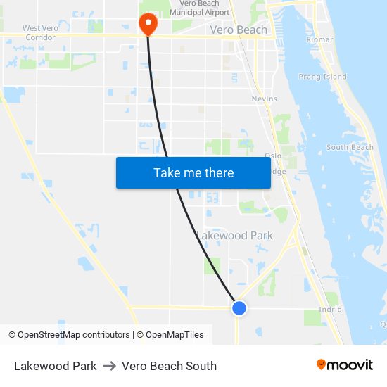 Lakewood Park to Vero Beach South map