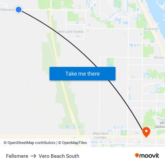 Fellsmere to Vero Beach South map