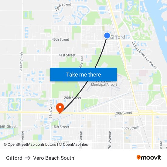 Gifford to Vero Beach South map