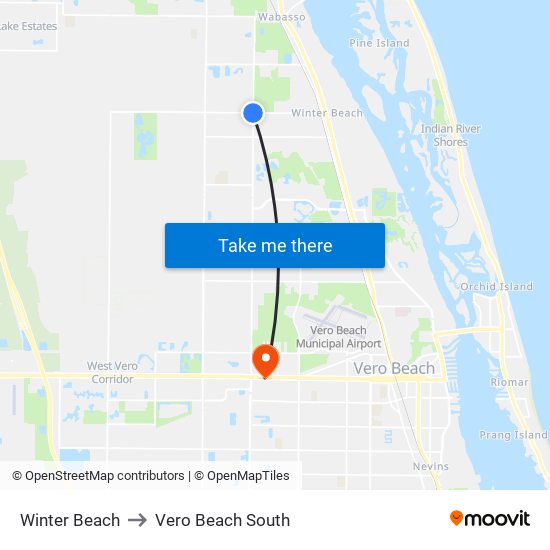 Winter Beach to Vero Beach South map