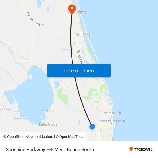 Sunshine Parkway to Vero Beach South map