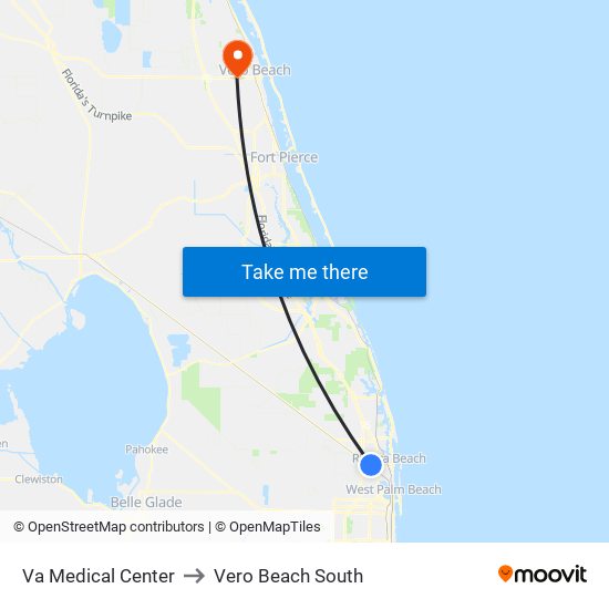 Va Medical Center to Vero Beach South map