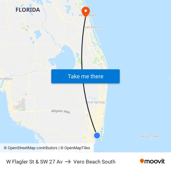 W Flagler St & SW 27 Av to Vero Beach South map