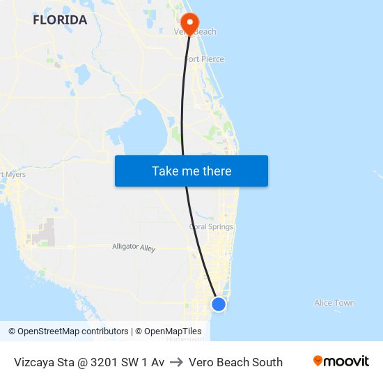 Vizcaya Sta @ 3201 SW 1 Av to Vero Beach South map