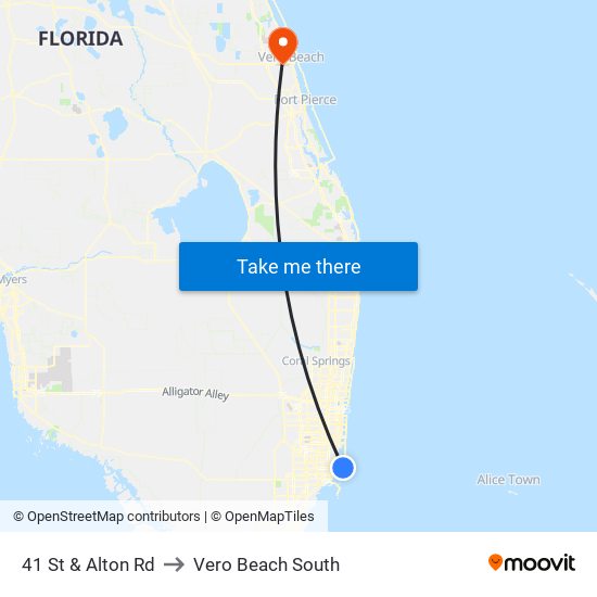 41 St & Alton Rd to Vero Beach South map