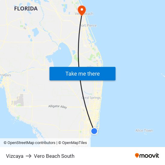 Vizcaya to Vero Beach South map