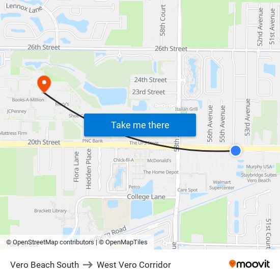 Vero Beach South to West Vero Corridor map