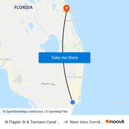 W Flagler St & Tamiami Canal Rd to West Vero Corridor map