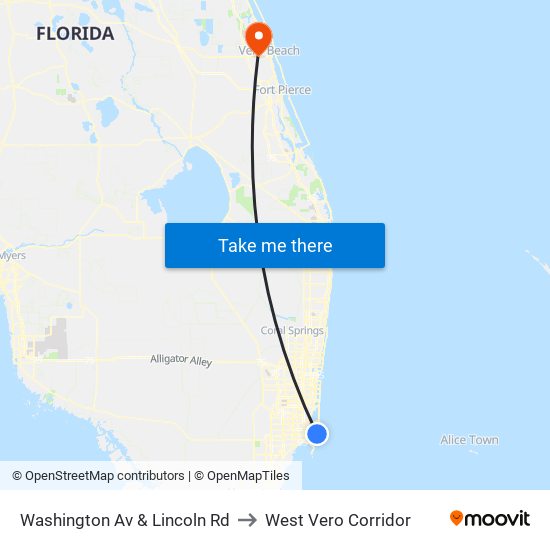 Washington Av & Lincoln Rd to West Vero Corridor map