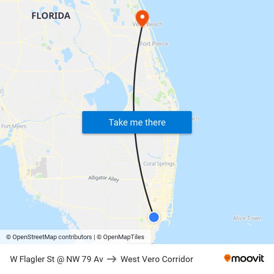 W Flagler St @ NW 79 Av to West Vero Corridor map