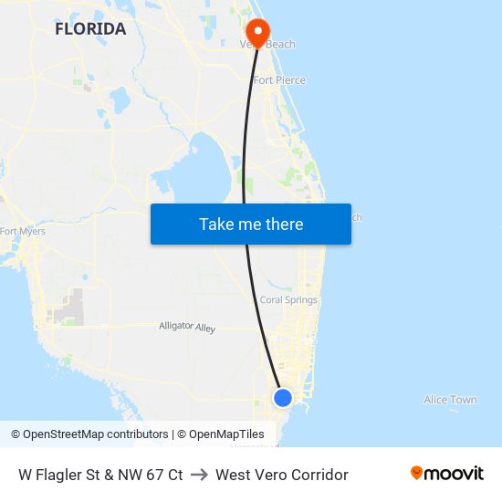 W Flagler St & NW 67 Ct to West Vero Corridor map