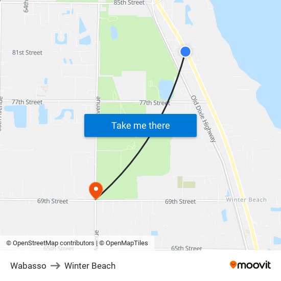 Wabasso to Winter Beach map