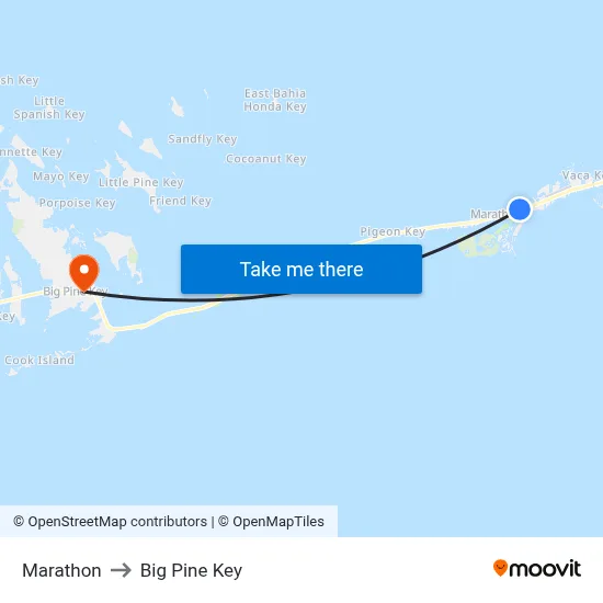 Marathon to Big Pine Key map