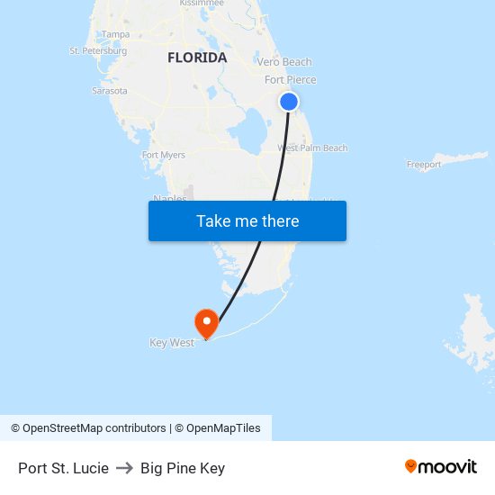 Port St. Lucie to Big Pine Key map