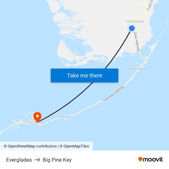 Everglades to Big Pine Key map