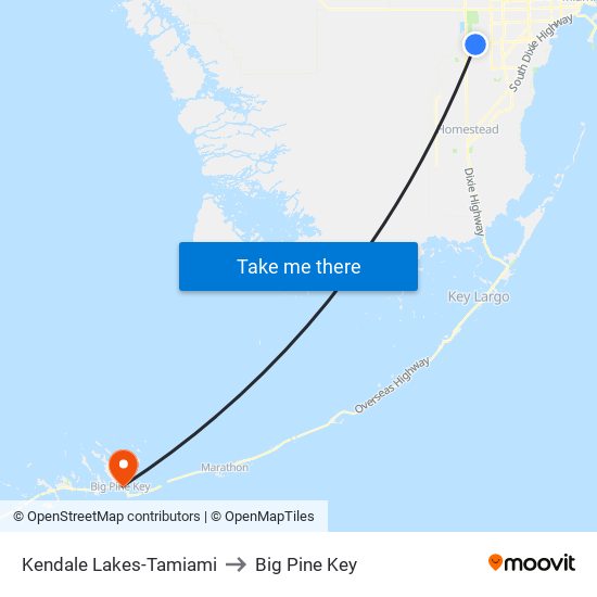 Kendale Lakes-Tamiami to Big Pine Key map
